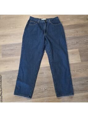 LL Bean Fleece Lined Jeans Womens 14 Blue Original Relaxed Fit Medium Wash Denim